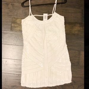Parker embellished sequin white dress
